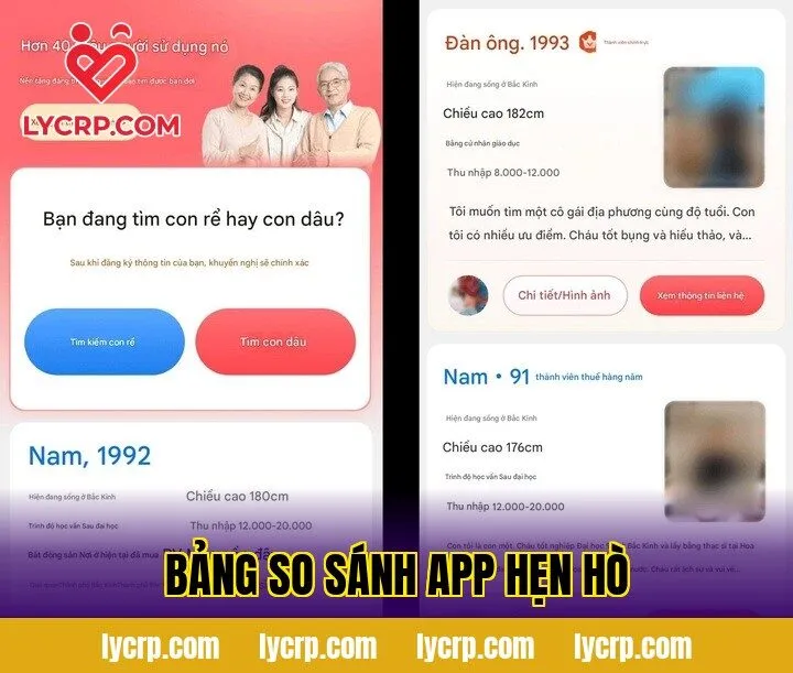 bảng so sánh app hẹn hò